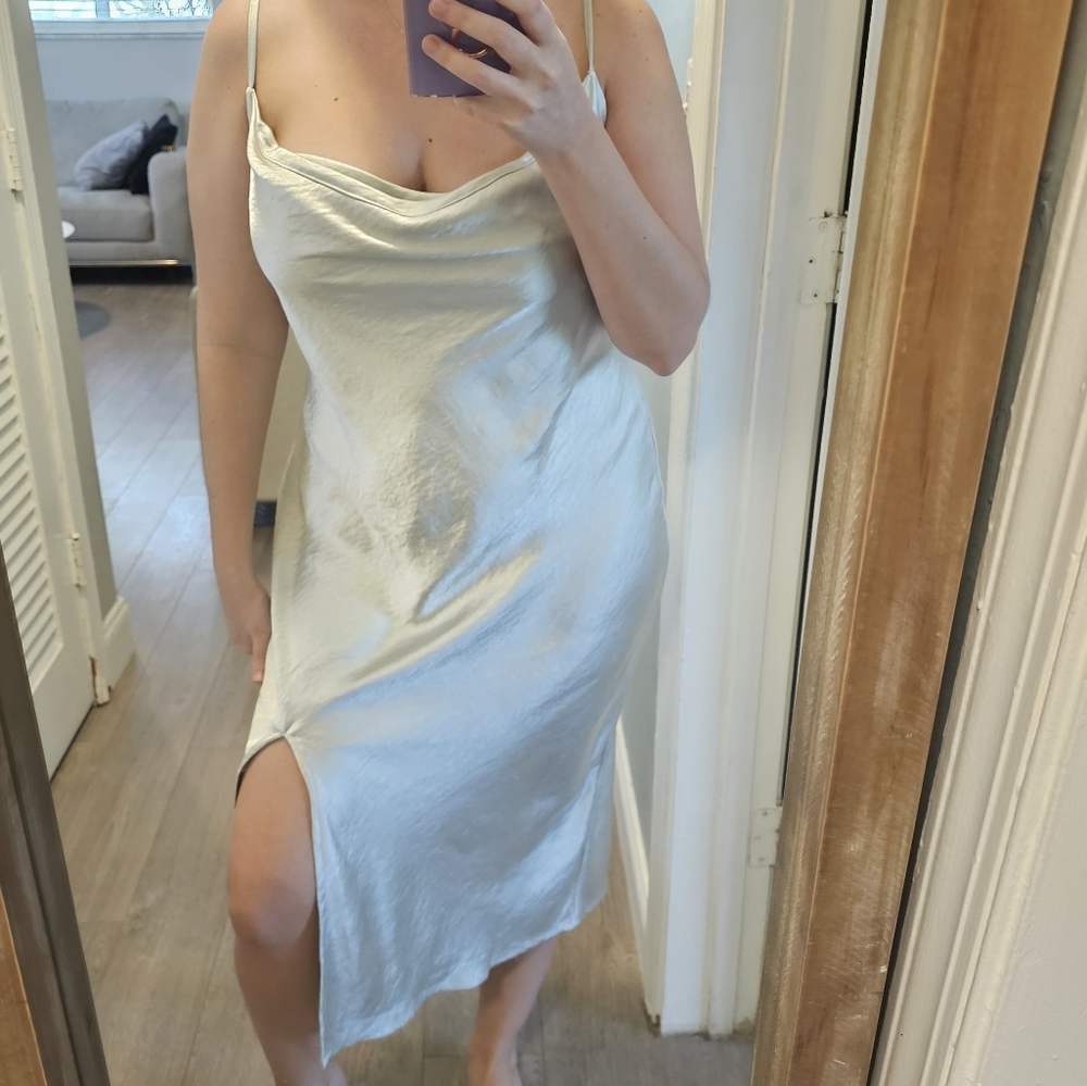 NWOT JUSTIFY Sage Green Satin Dress